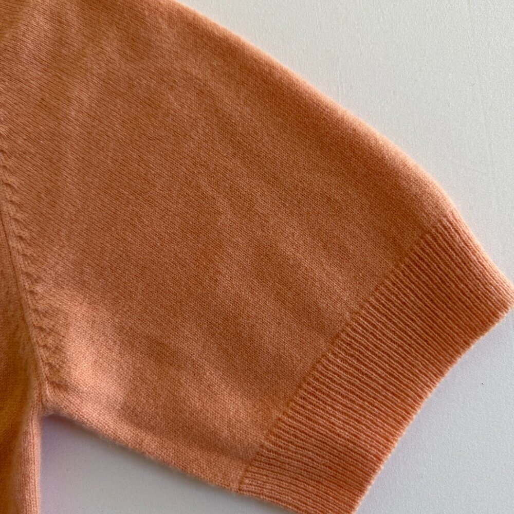 ADRIENNE VITTADINI 100% Cashmere Short Sleeve Peach Cardigan Sweater XL - Picture 10 of 11